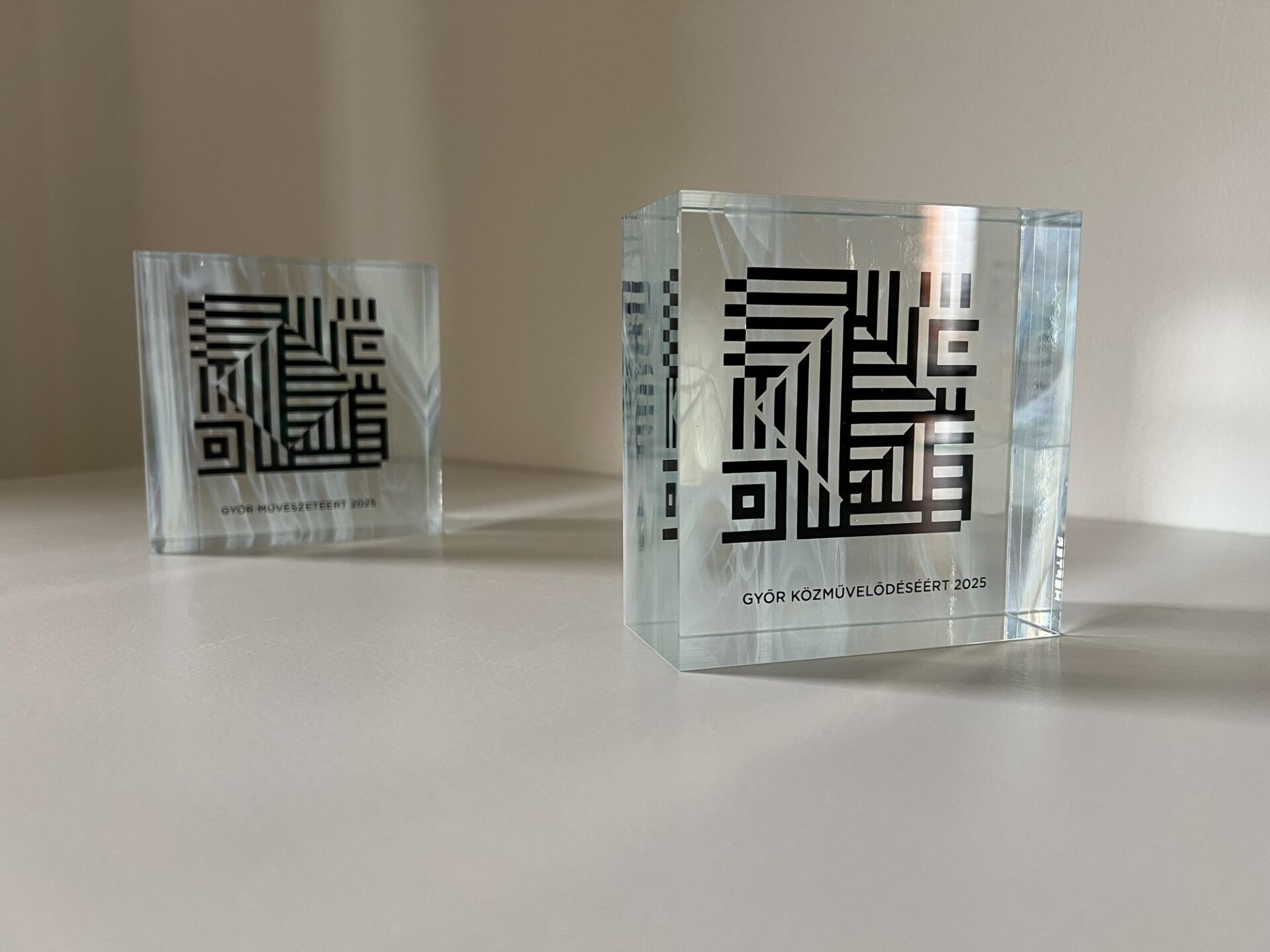 egyedi fekete mintás üveg díj